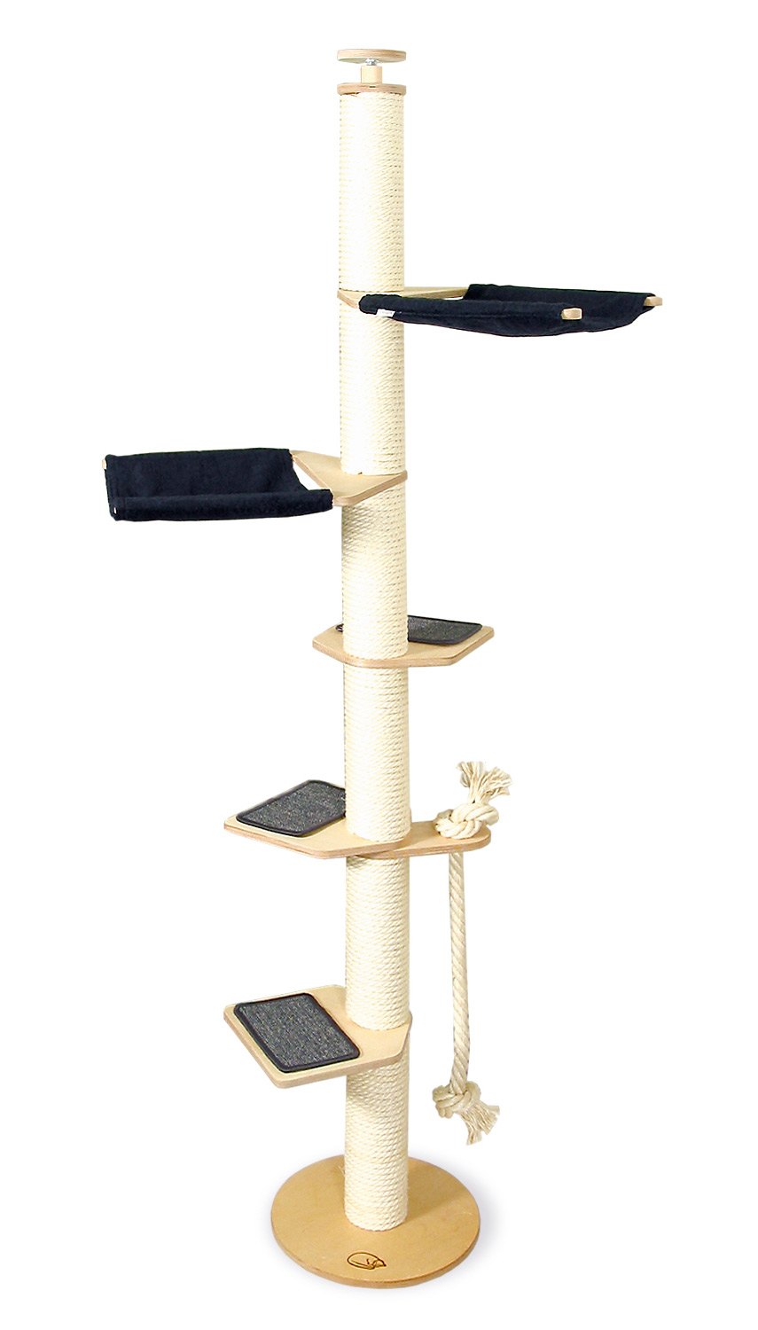 Ceiling Cat Tree Model Maja Stabiler Kratzbaum in schwarz - aus Vollholz