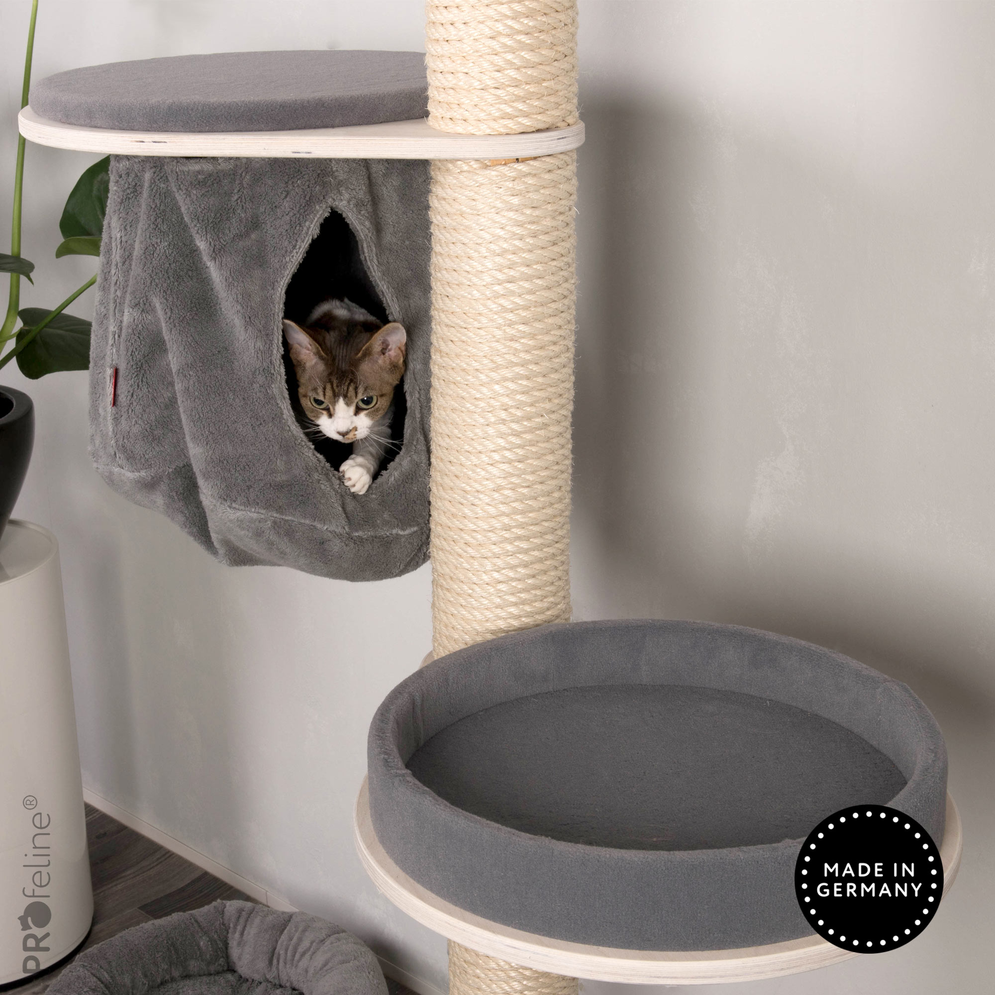 kratzbaum-leonie-haengehoehle-grau Höhle für Kratzbaum grau