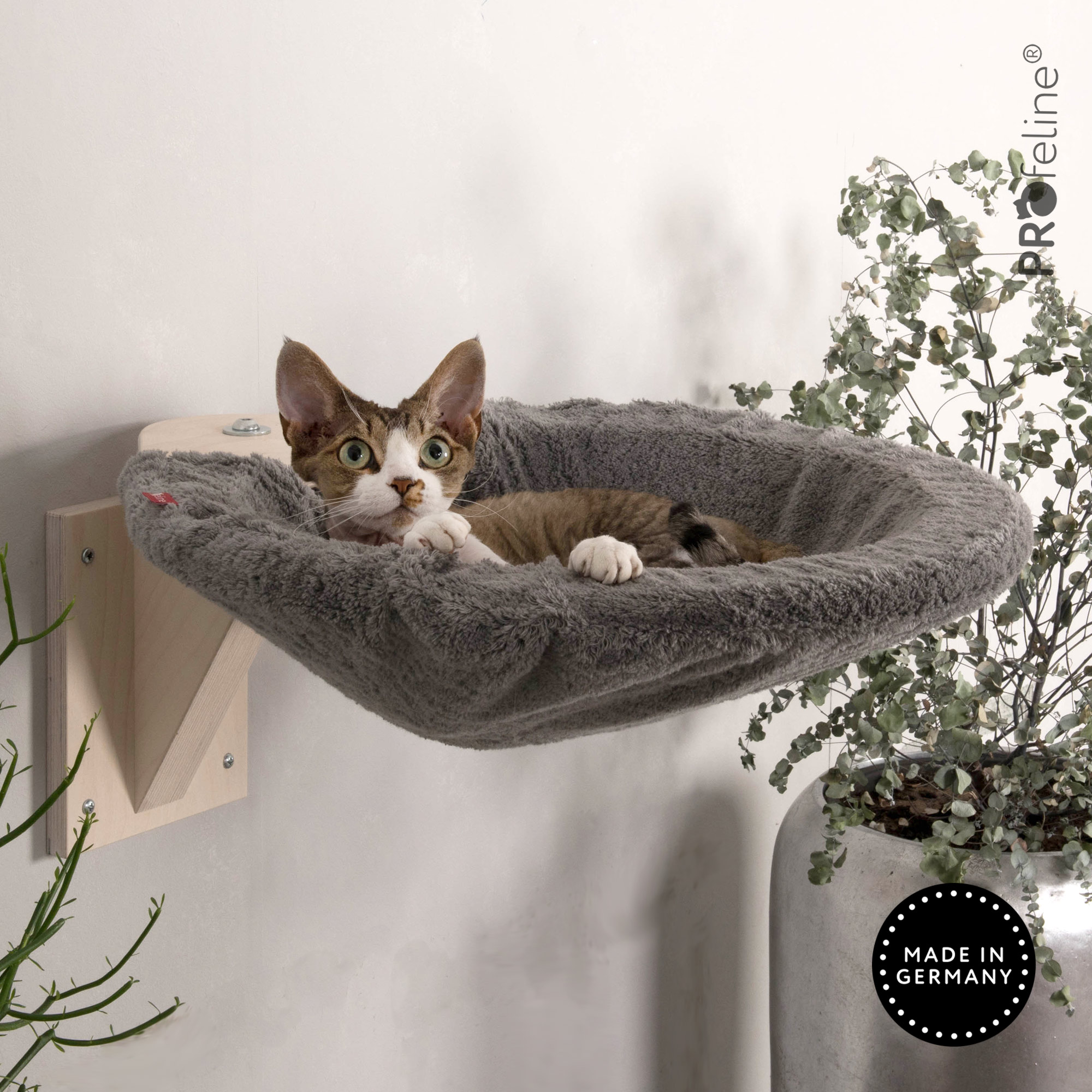 Wall Mounted with Nest Hammock LM1 Katzen Wandliege Mulde grau