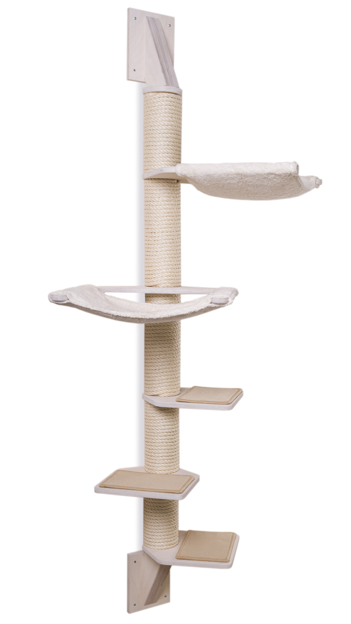 wandkratzbaum_martha_weiss_sand1 Wall mounted cat tree Model Martha white
