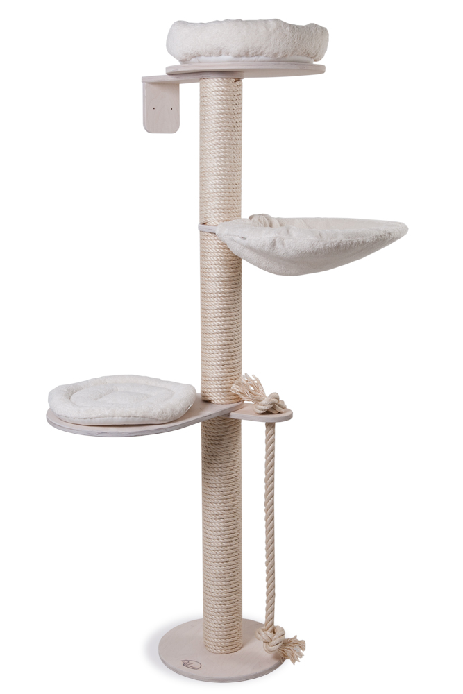 Wall Supported Cat Tree Model Helene Wandkratzbaum waschbar Weiss Katzenbetten