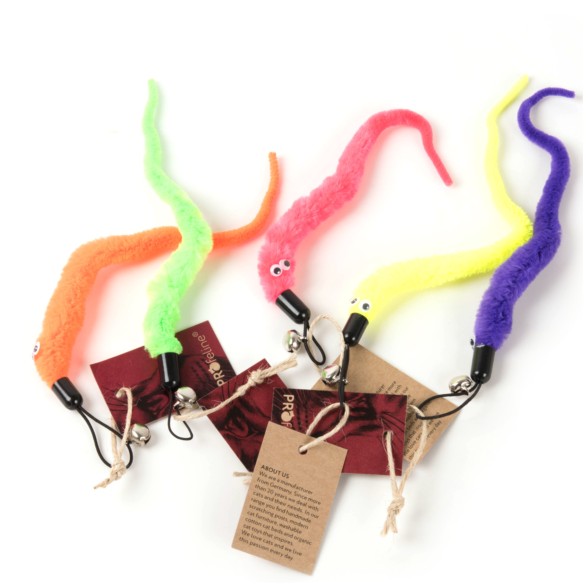 Freaky Worm - funny plush attachment for cat rods.