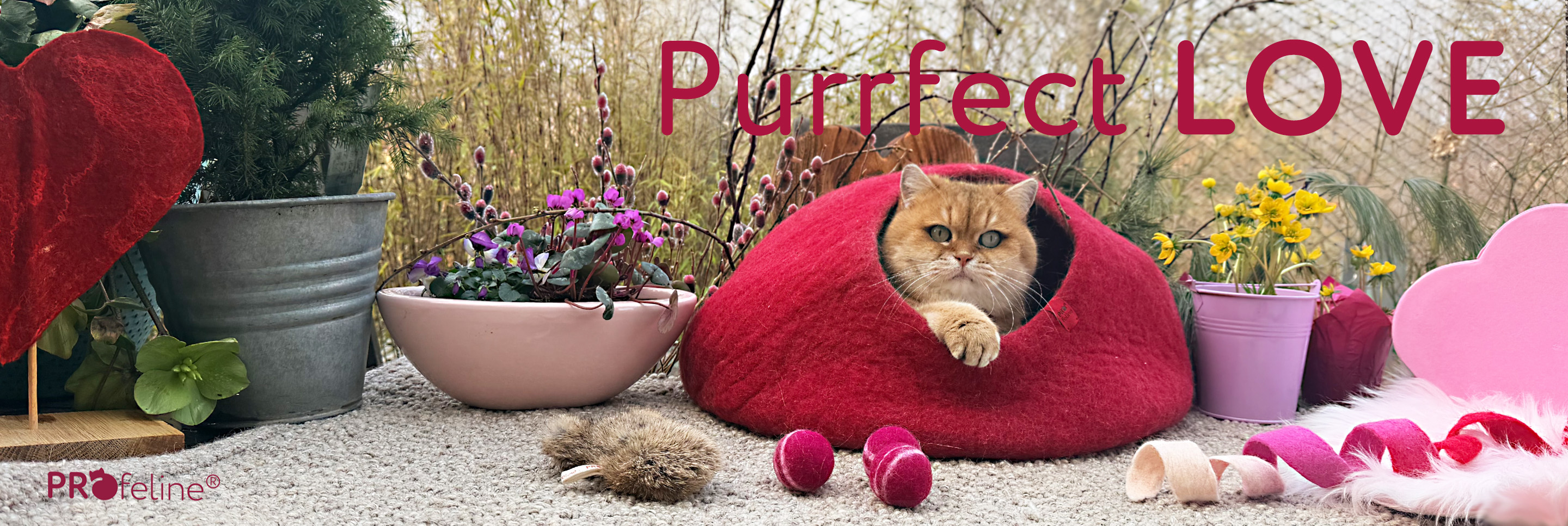 Katzenshop Filzhöhle rot Katzenspielzeug besonders nachhaltih