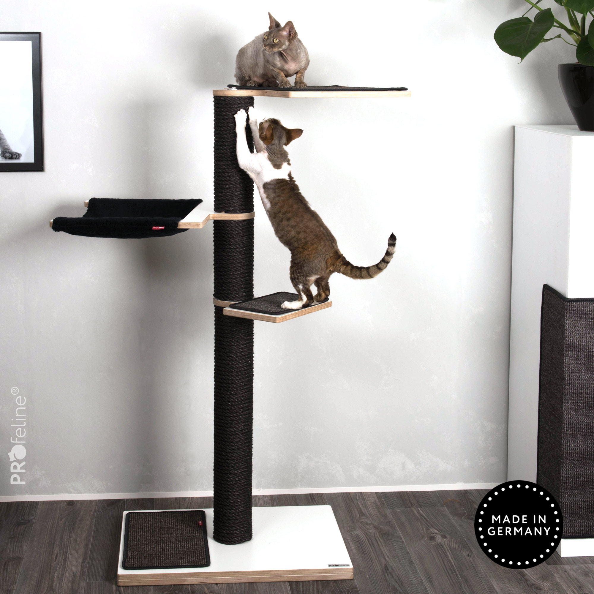 PURE Cat Tree Kontenta Kratzbaum Hängematte modern weiss