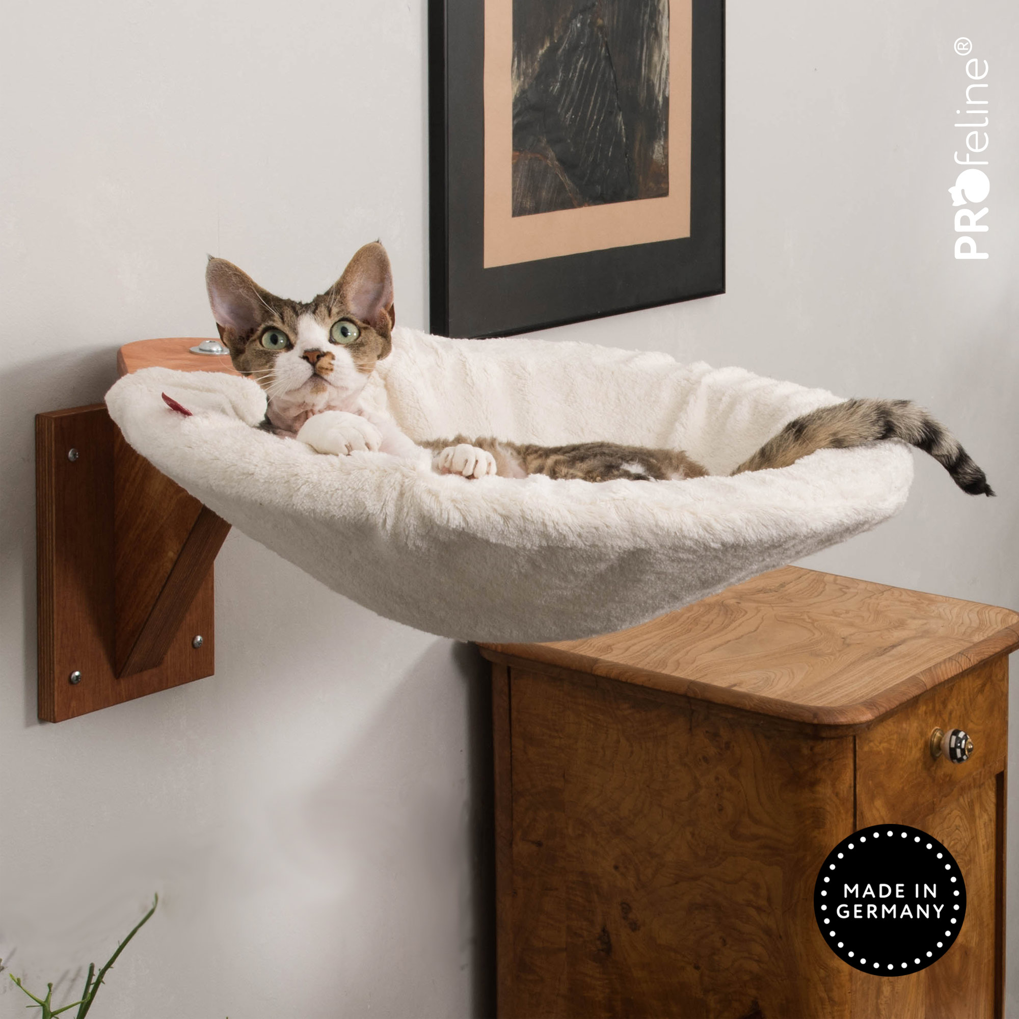 Wall Mounted with Nest Hammock LM1 Katzen Wandliege Mulde natur