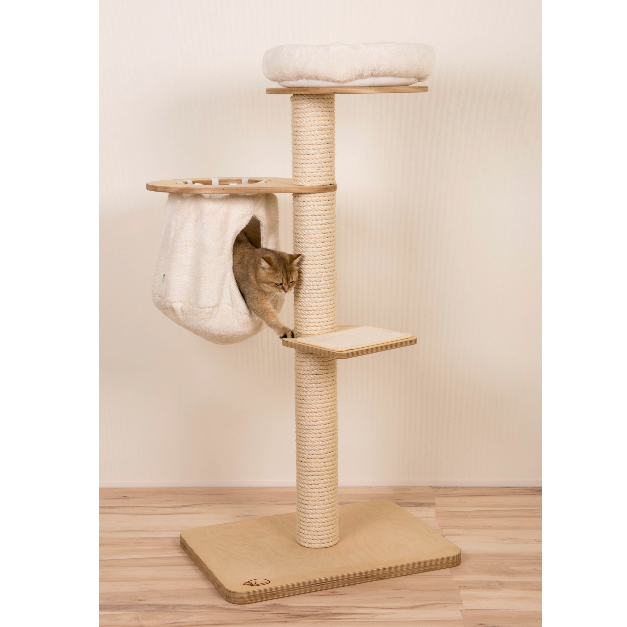 Wood Birch, velcro cushion, hanging cave natural