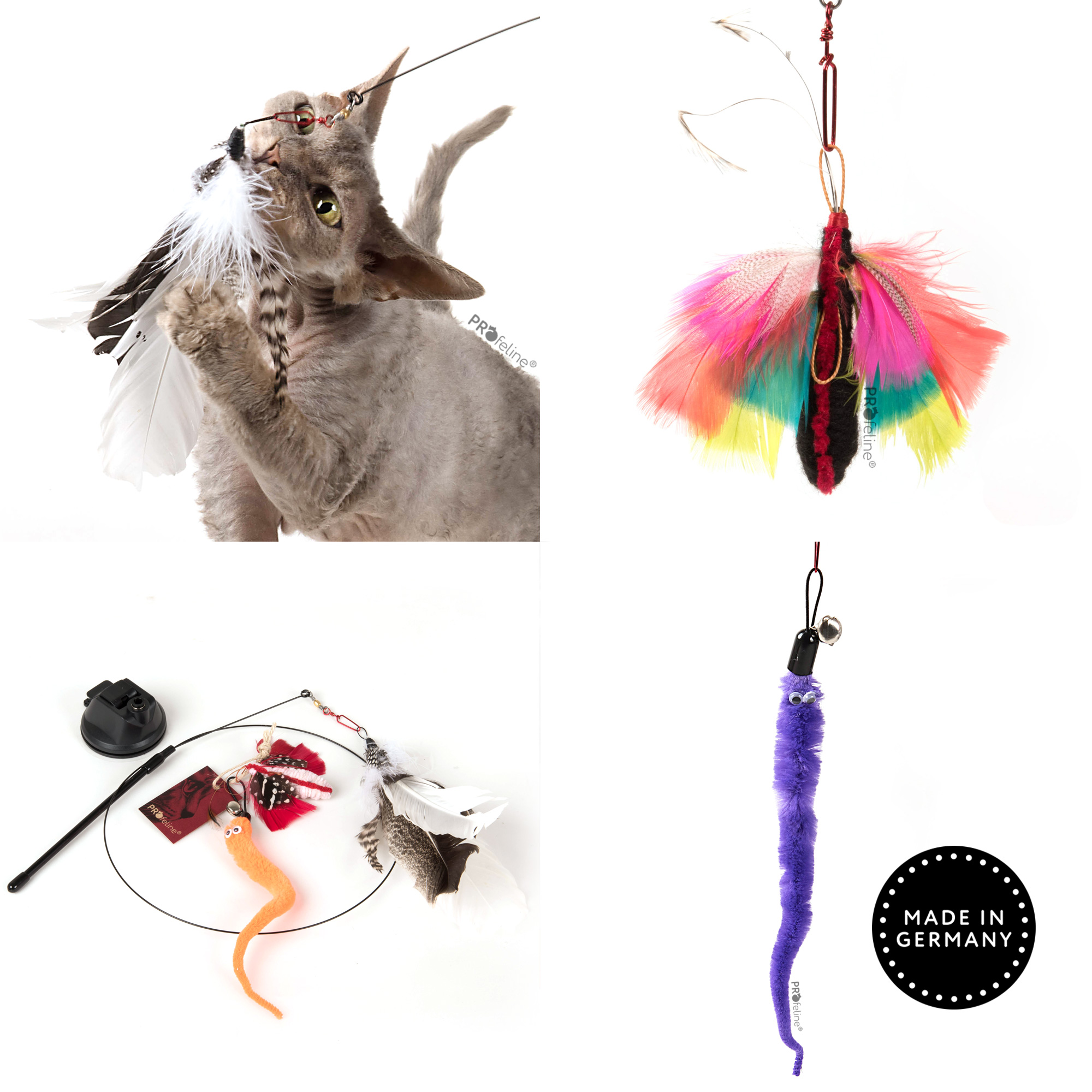 Profeline - Self Play Cat Toy Set Interaktives Katzenagel Set Federn