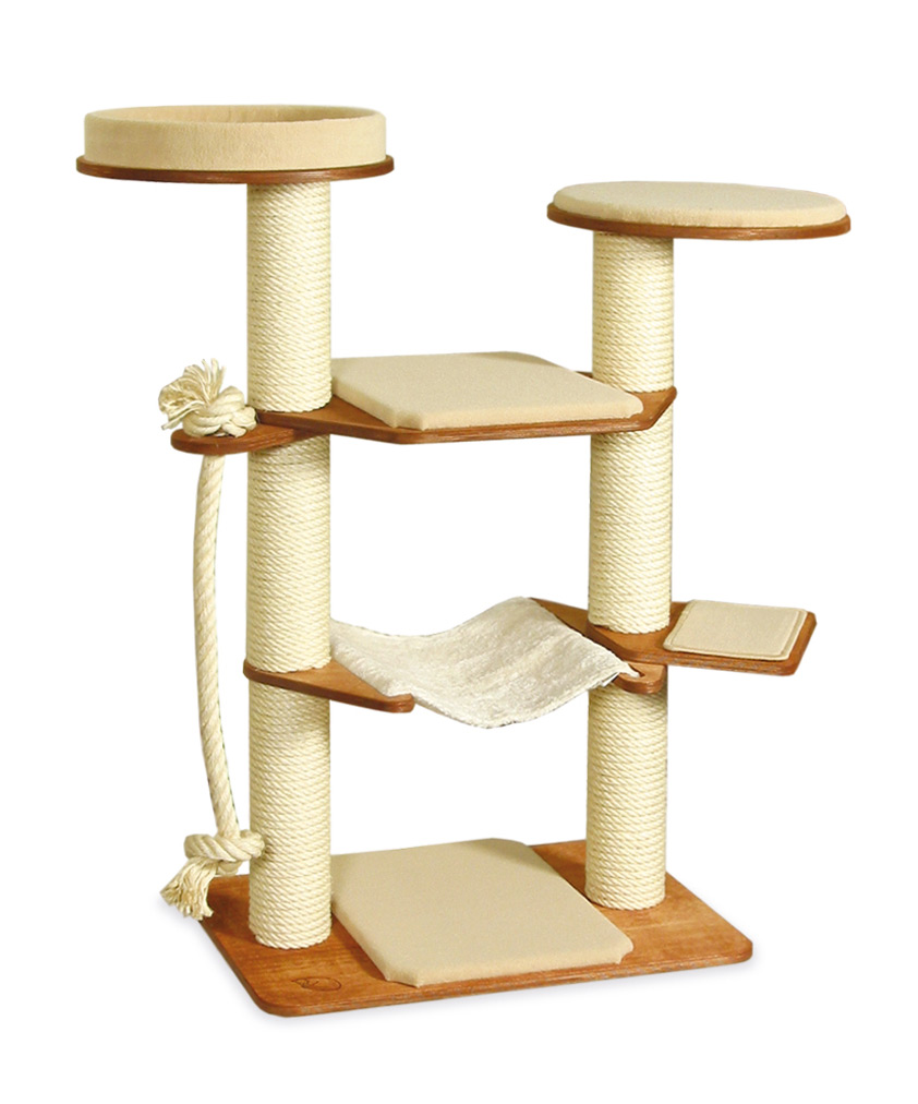 Cat Tree Modell Casper Katzenbaum Kirsche, Teppich Sand / Cherry, Carpet Cover Sand