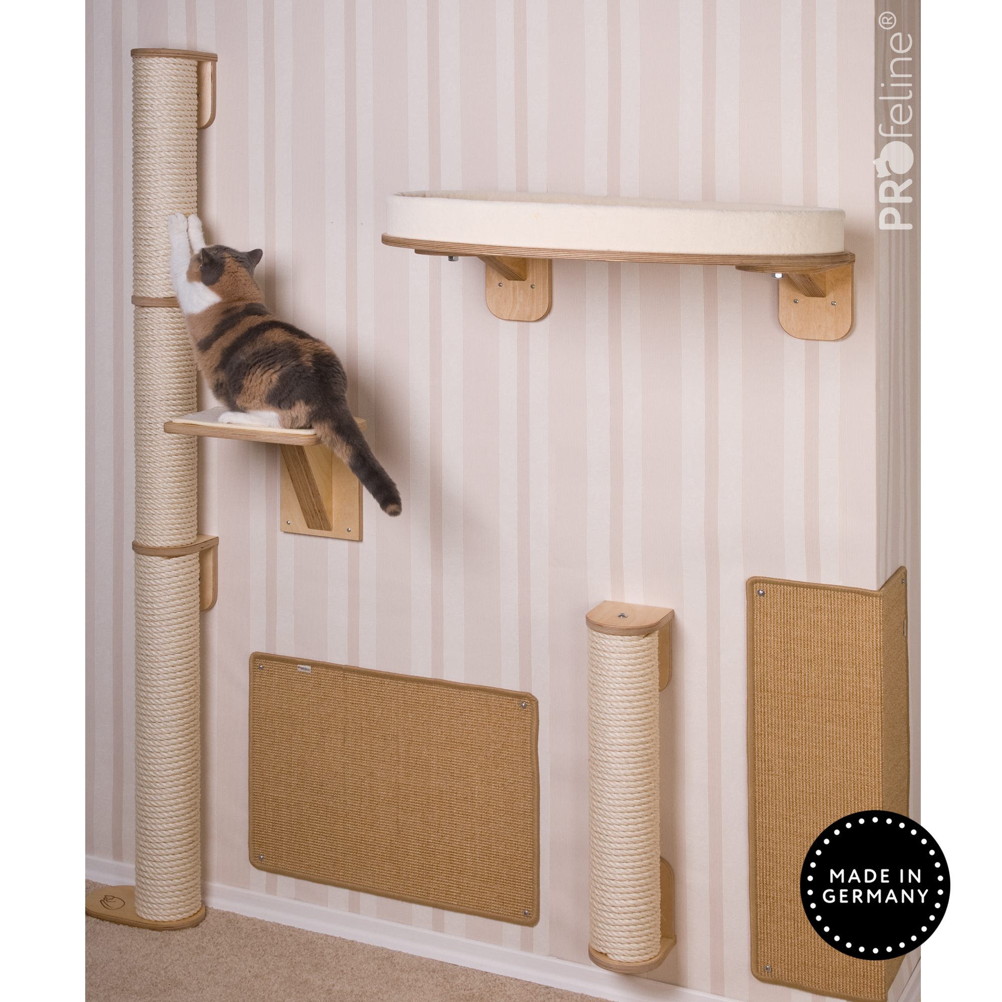 Climbing Post Kletterstamm Holzfarbe Birke, Sisal Natur