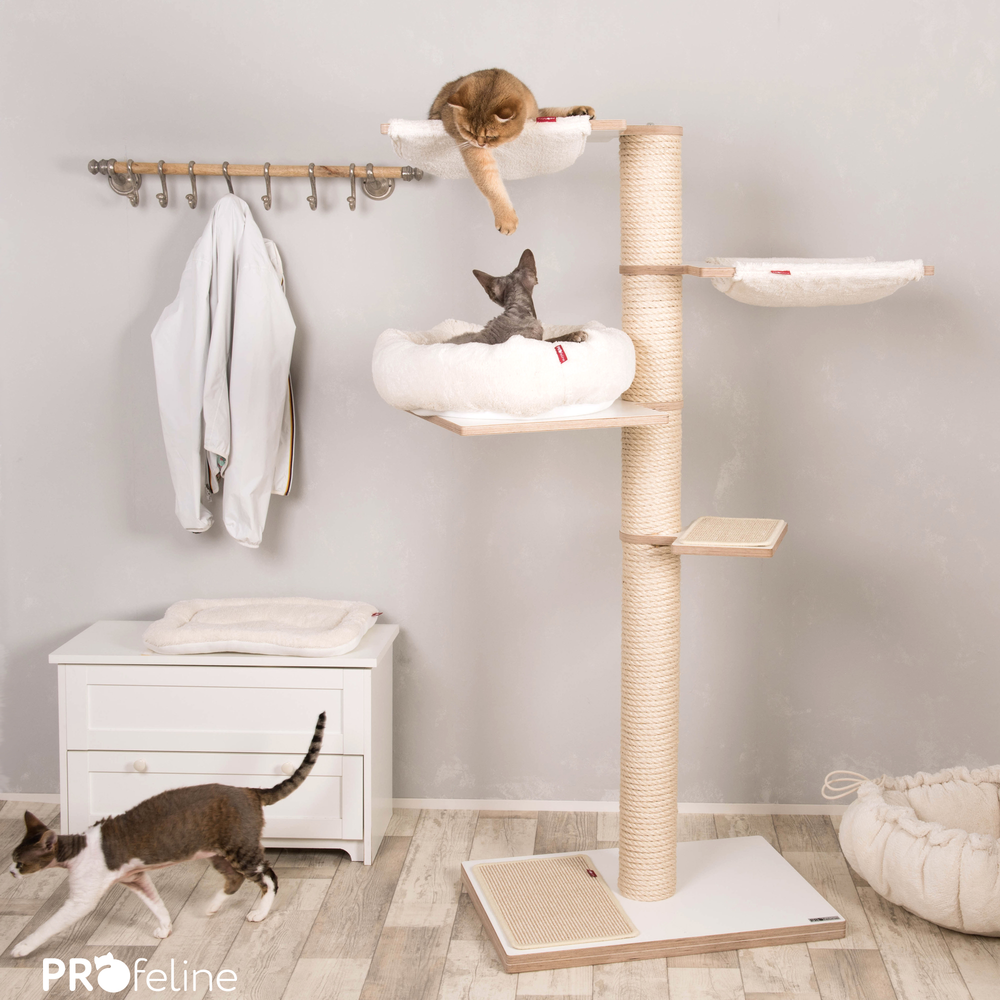 PURE Cat Tree Dormo Sisal rope, Cat Bed Hollow, Hammock Natural